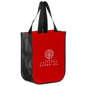 Matte Laminated Designer Tote Bag with Contoured Corners (9 1/2"x4 1/2"x11 1/2")