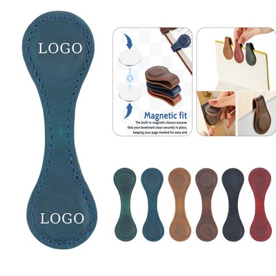4" Vintage PU Leather Magnetic Bookmark Clip Double-Sided Bone Shape Page Holder